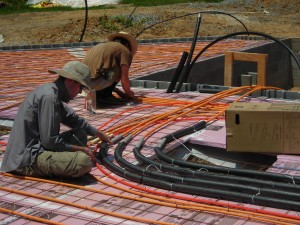 Laying tubing for radiant floor