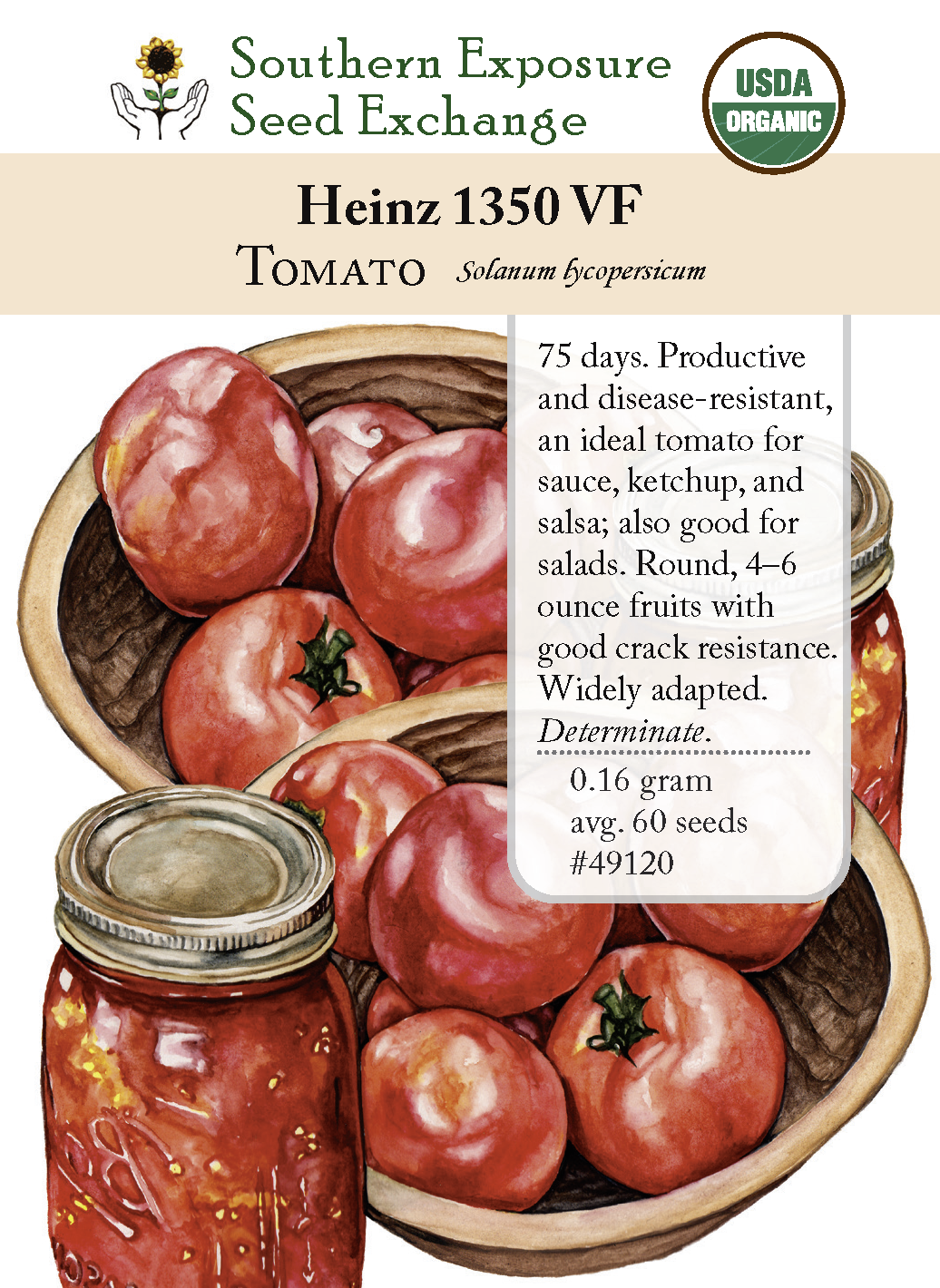 Heinz 1350 VF Heirloom Processing Tomato Seeds - Organic